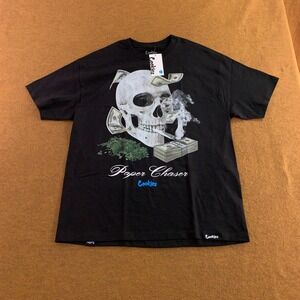 Cookies Mens XL Black Paper Chaser Skull Graphic Short Sleeve T-Shirt NWT